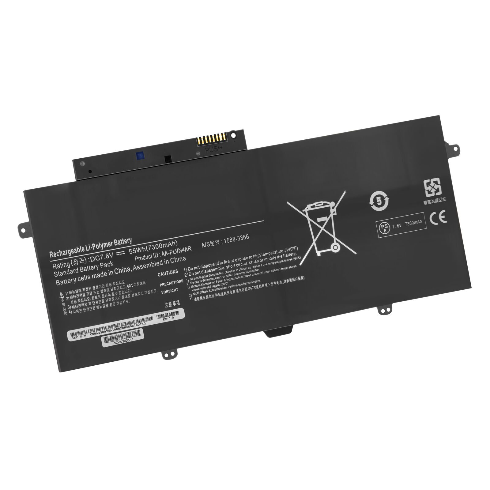 Samsung NP940X3G-K04US 55wh 7,6V Li-Polymer (kompatibelt batteri)