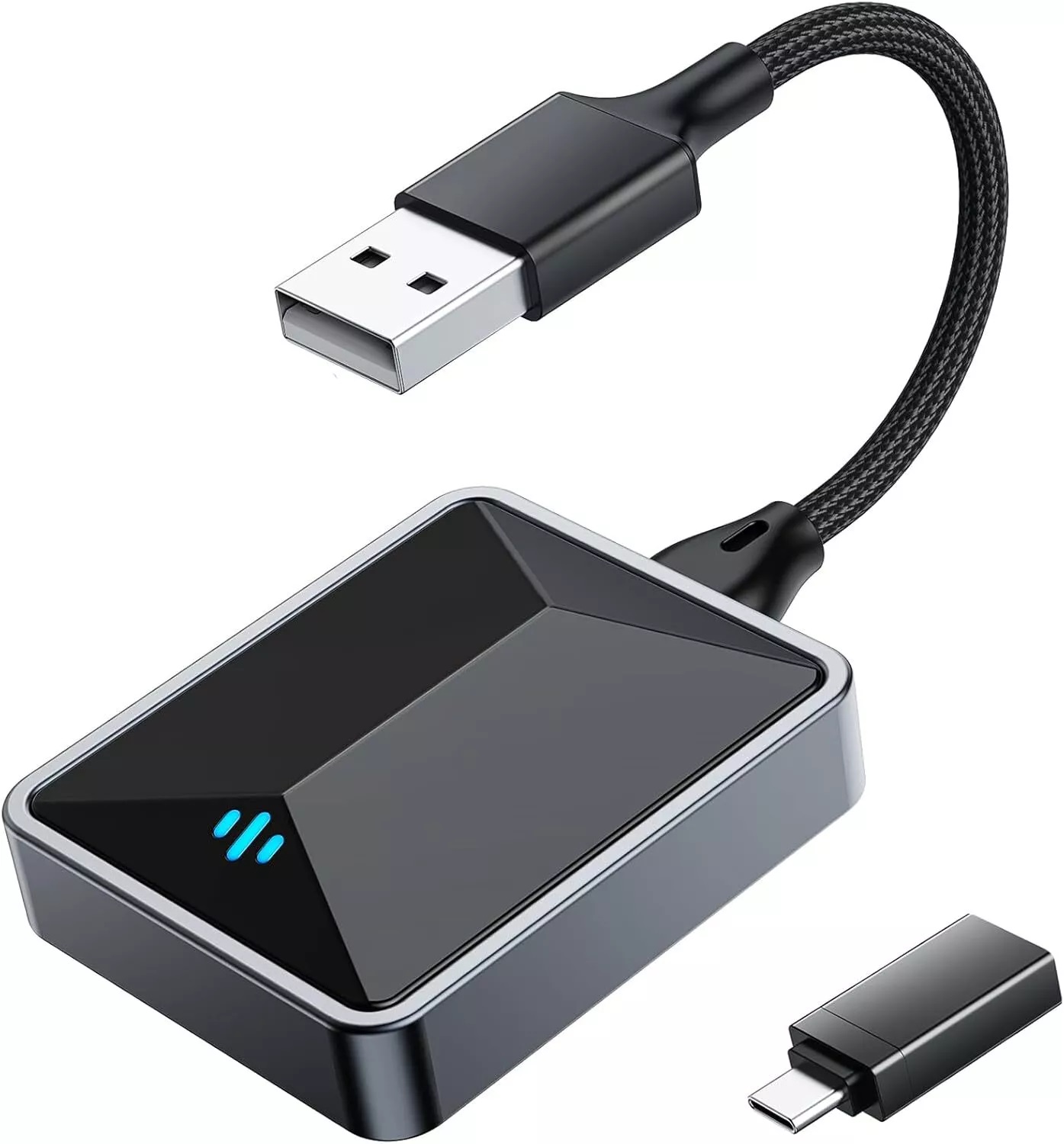 2 in 1 Wireless CarPlay Adapter USB BT Dongle Box for Apple CarPlay Android Auto (kompatibelt batteri)