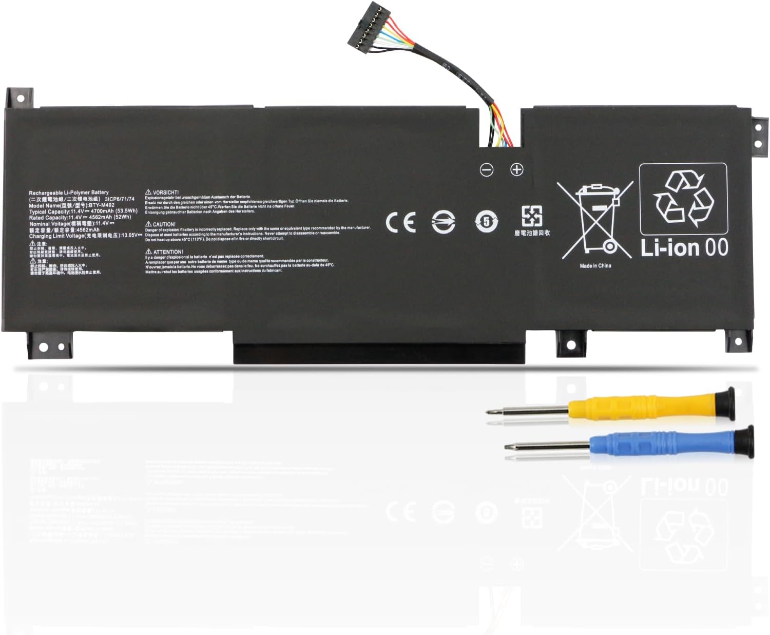 MSI Katana WF66 WF76 11UI 11UI 11UJ BTY-M492 3ICR6/71/74 (kompatibelt batteri)