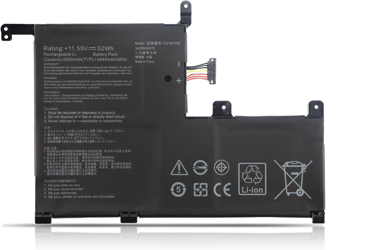 C31N1703 Asus ZenBook Flip Q505UA Q525UA Q55 05UA-BI5T7 Q505UA-BI5T9 Q525UA-BI7T9 Q525UA-BI7T11 (kompatibelt batteri)