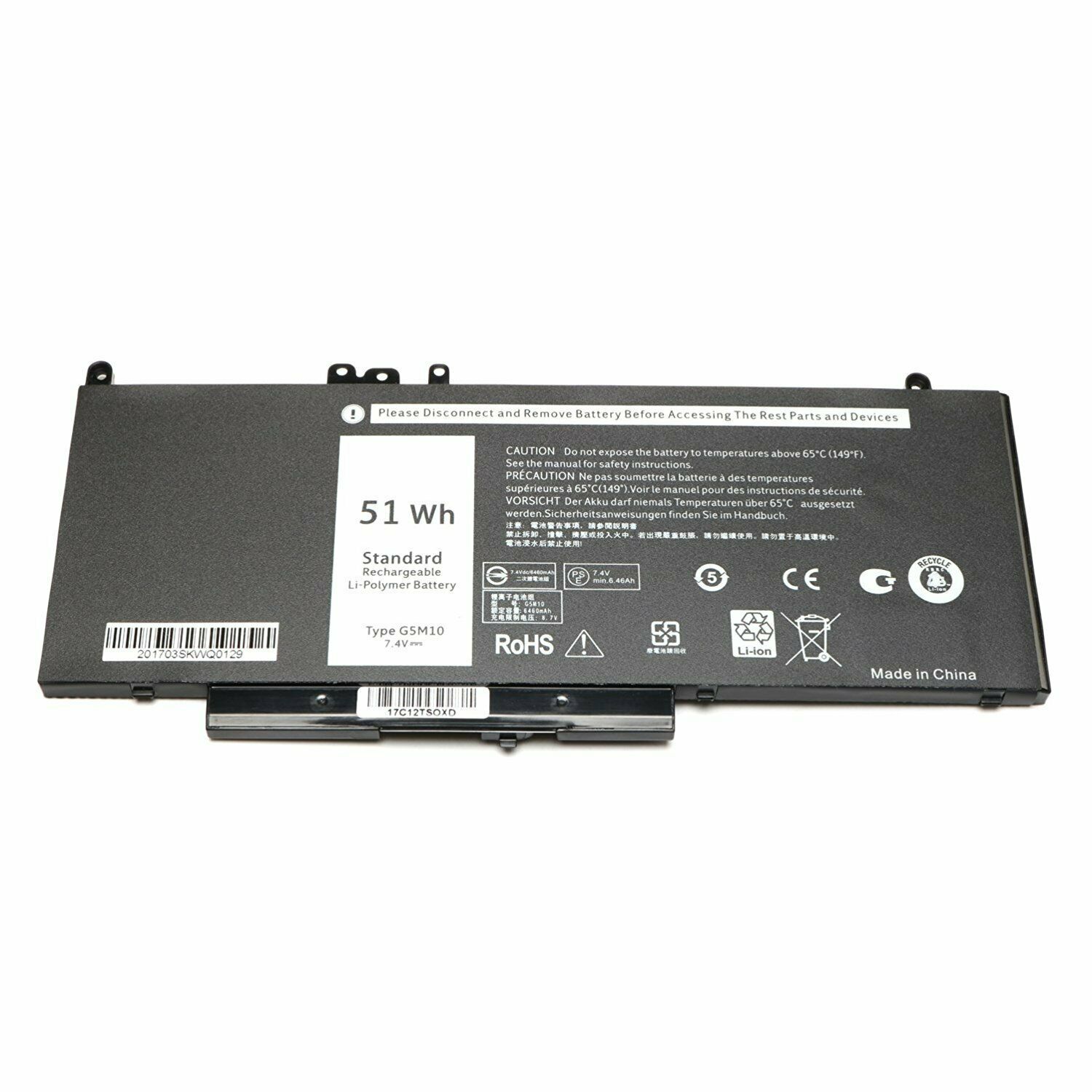 51Wh G5M10 Dell Latitude E5250 E5270 E5450 E5550 WYJC2 8V5GX F5WW5 (kompatibelt batteri)