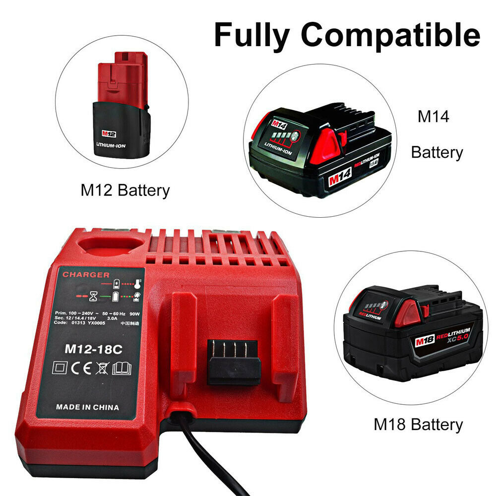 Batteri Laddare Milwaukee M18 M12-18C 48-59-1812 MIL-M18-CH01 18V Li-ion
